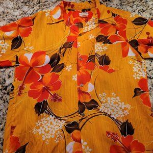 60s Vintage The Sample Shop Hawaiian Aloha Shirt Tropical Floral Size Large
